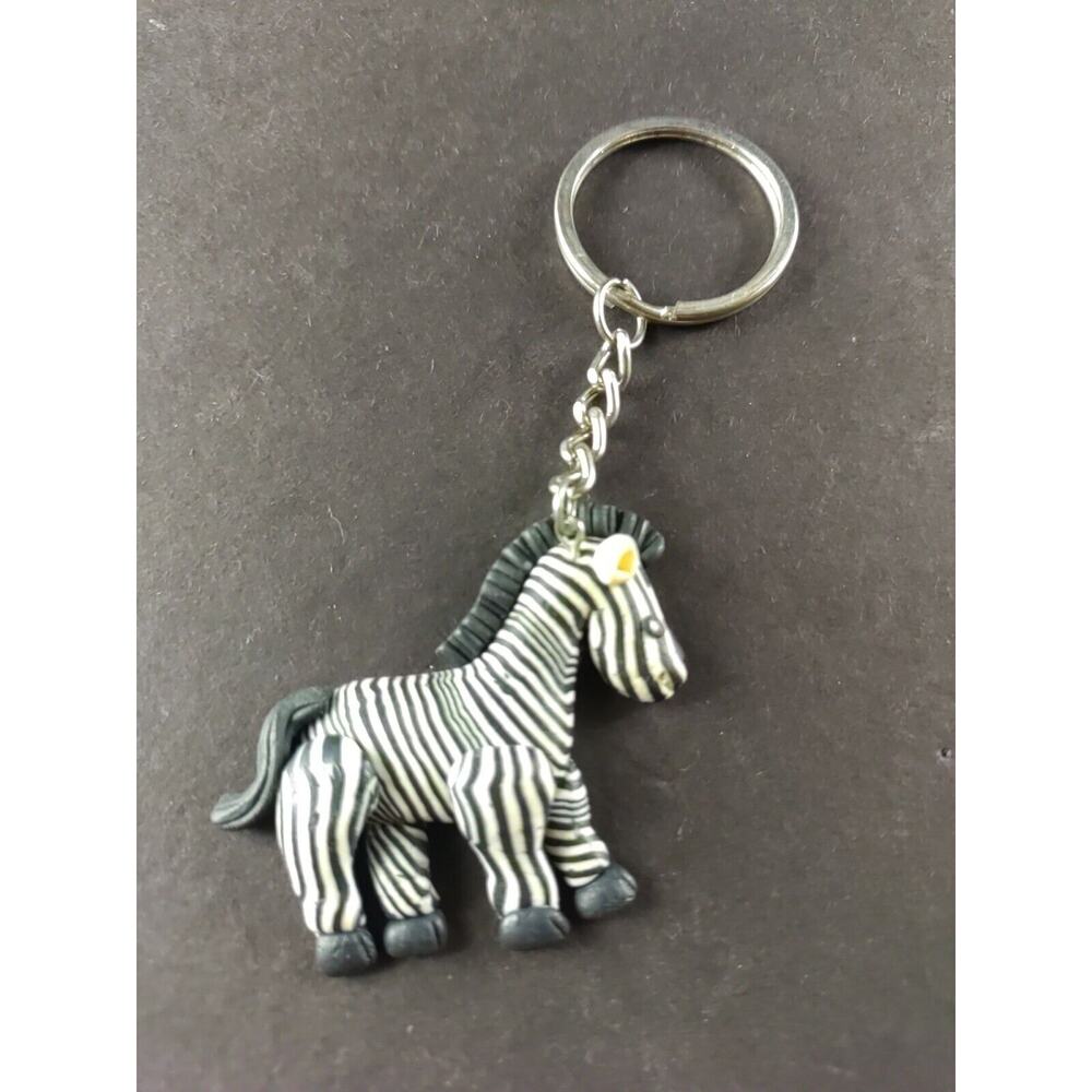 Zebra Polymer Clay Homemade Keychain - Picture 2 of 4